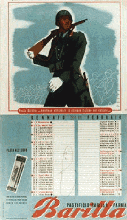 Mario Puppo, Barilla Calendar of 1938. Wall calendar. Milan, Pizzi and Pizzio, 1937. ASB, Rla 10.