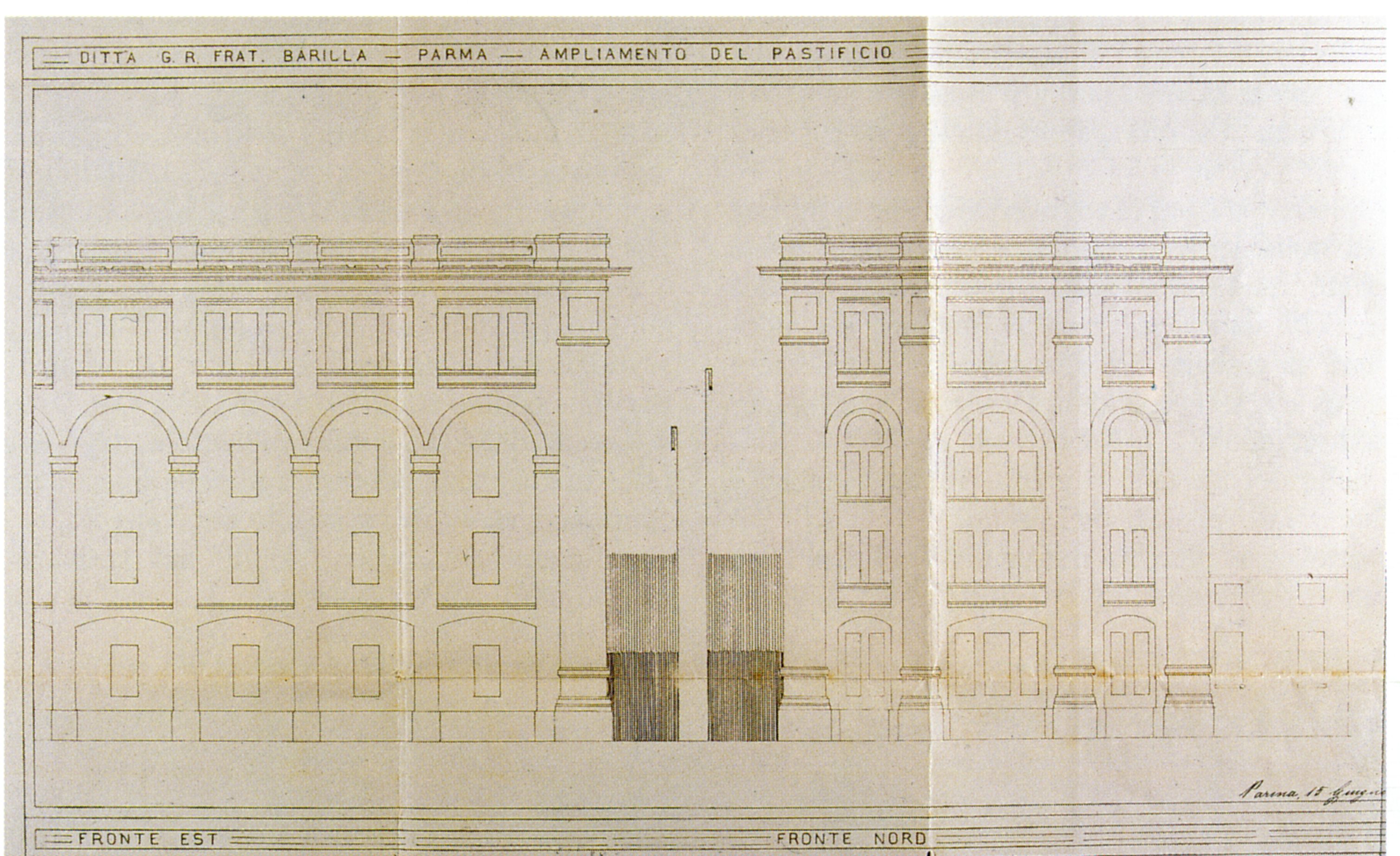 Camillo Uccelli, Extension of the Pasta Factory, 1922: east and north perspective designs [ASCPR, building licenses, 1922/172].