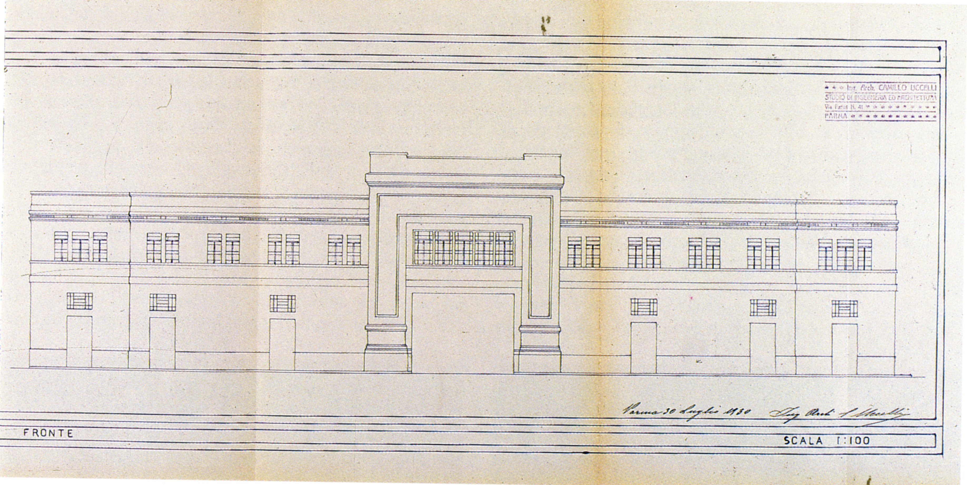 Camillo Uccelli, Design for the Bakery, 1930: west perspective design [ASCPR, building licenses, 1922/293].