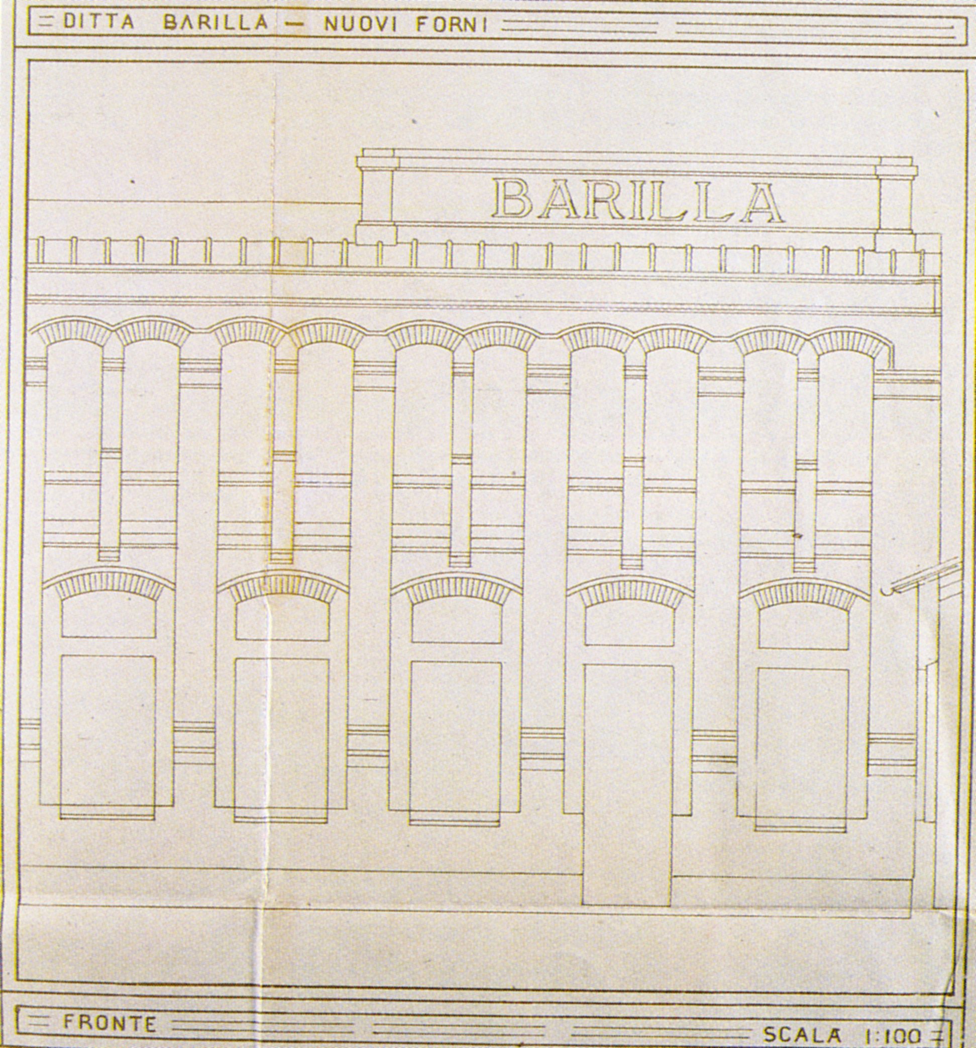 Camillo Uccelli, Progetto per i Nuovi forni, 1923: prospetto Sud [ASCPR, Licenze di fabbrica, 1922/293].