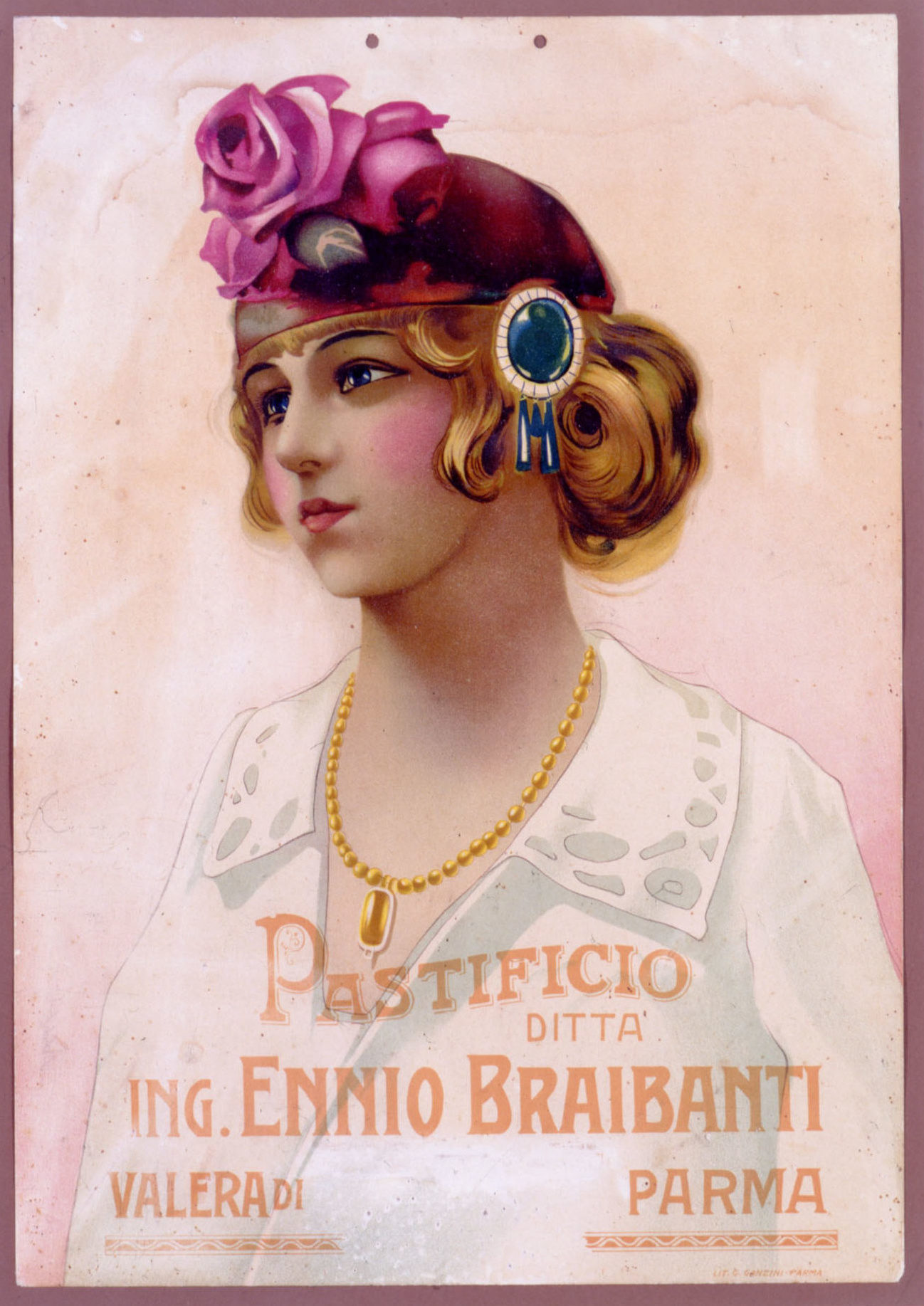 Plancia pubblicitaria Braibanti del 1910