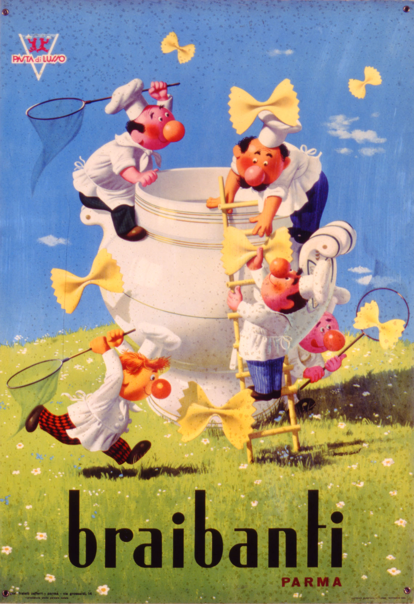 Gian Rossetti, A caccia di farfalle, locandina pubblicitaria Braibanti, 1955