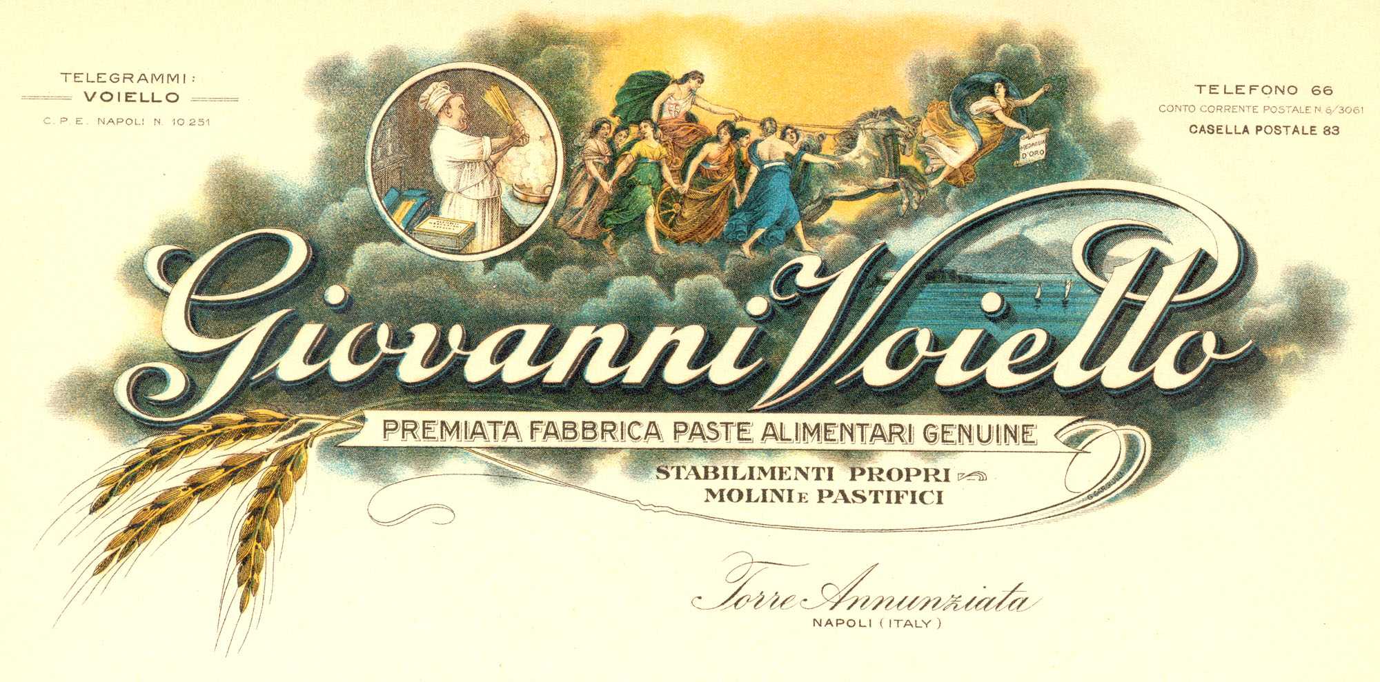 The letterhead of Voiello Pasta Plant at the beginning of the XX Century