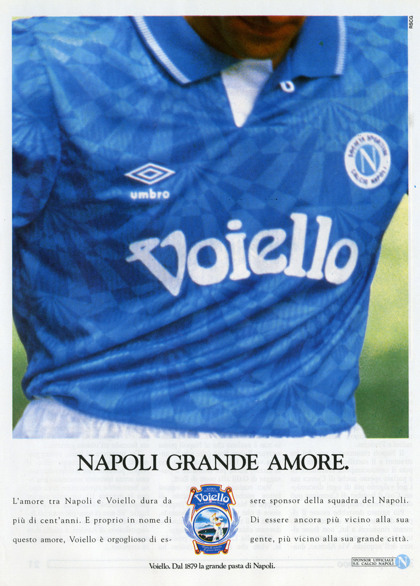 Voiello sponsor del Napoli dal 1991 al 1994