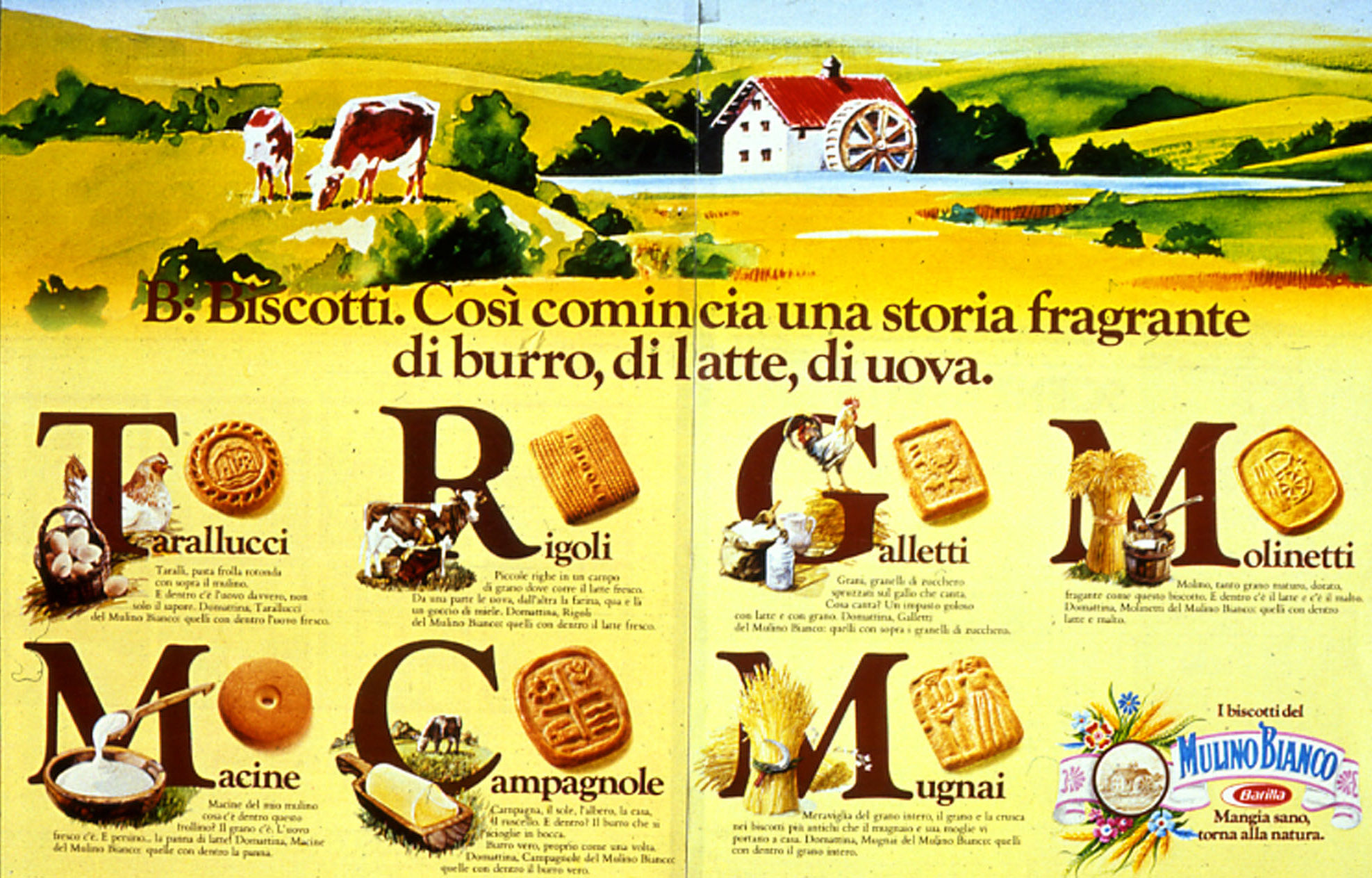 Press advertising of Mulino Bianco, "Book" series, 1979