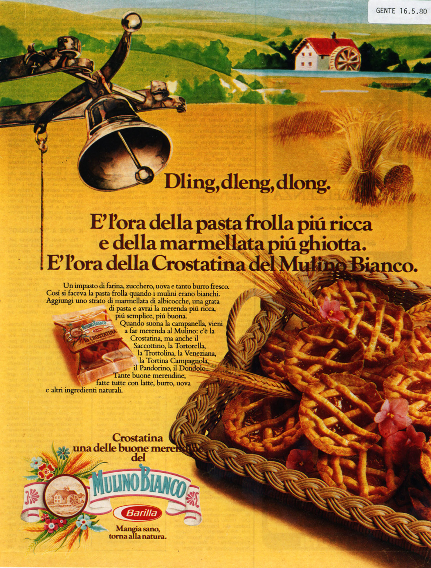 Pubblicità a stampa per la Crostatina, 1980