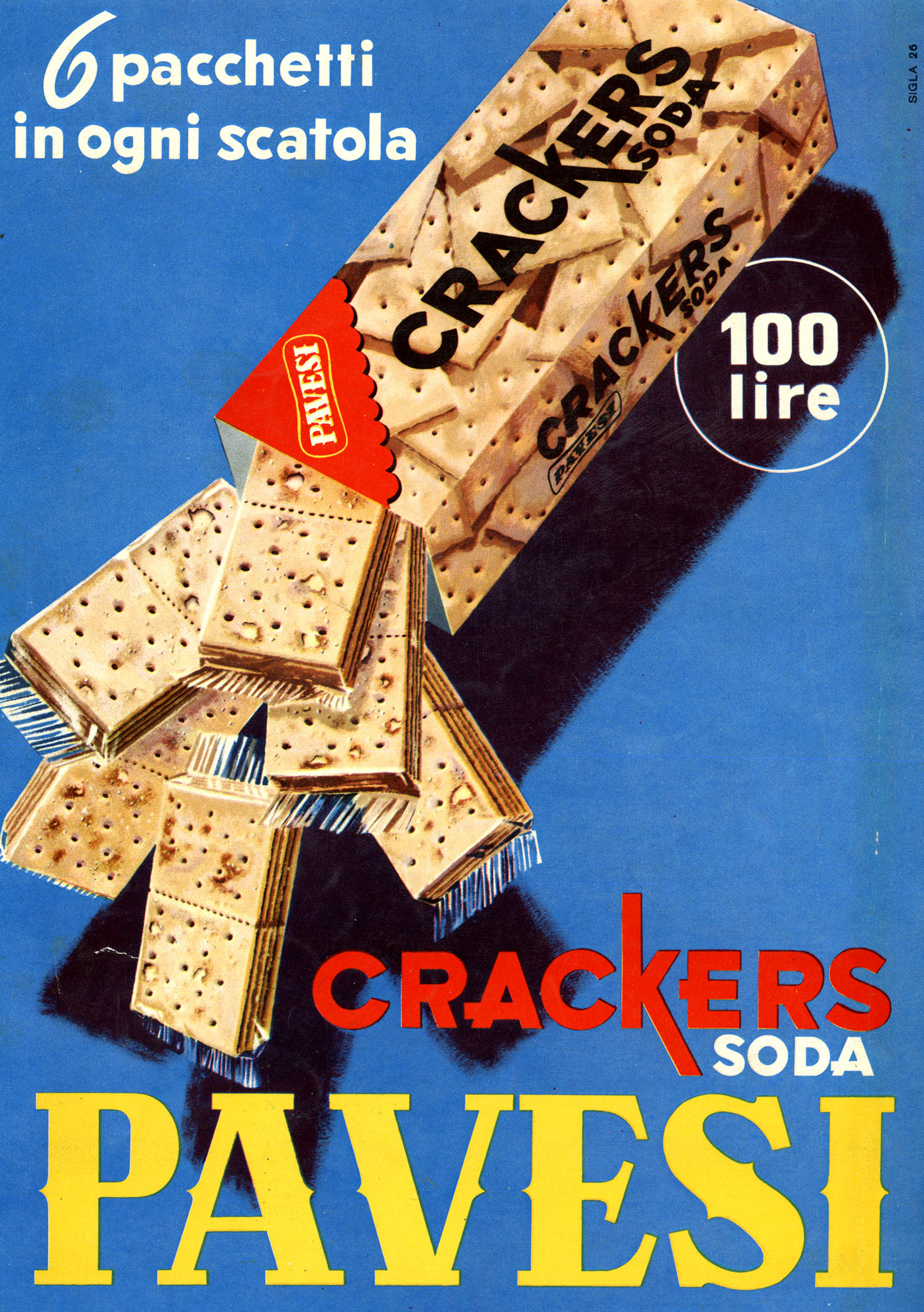 Press advertising Gran Pavesi Crackers, 1956