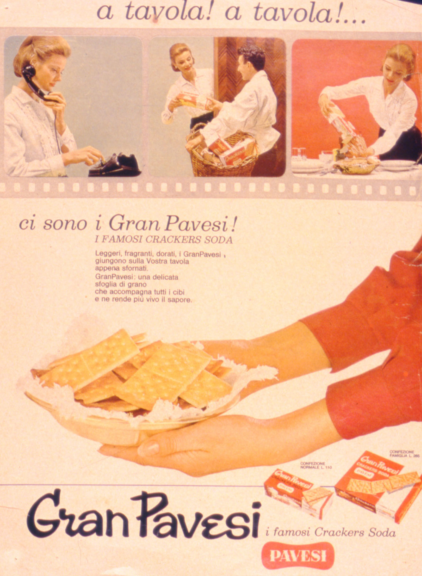 Press advertising Gran Pavesi Crackers, 1962-1963
