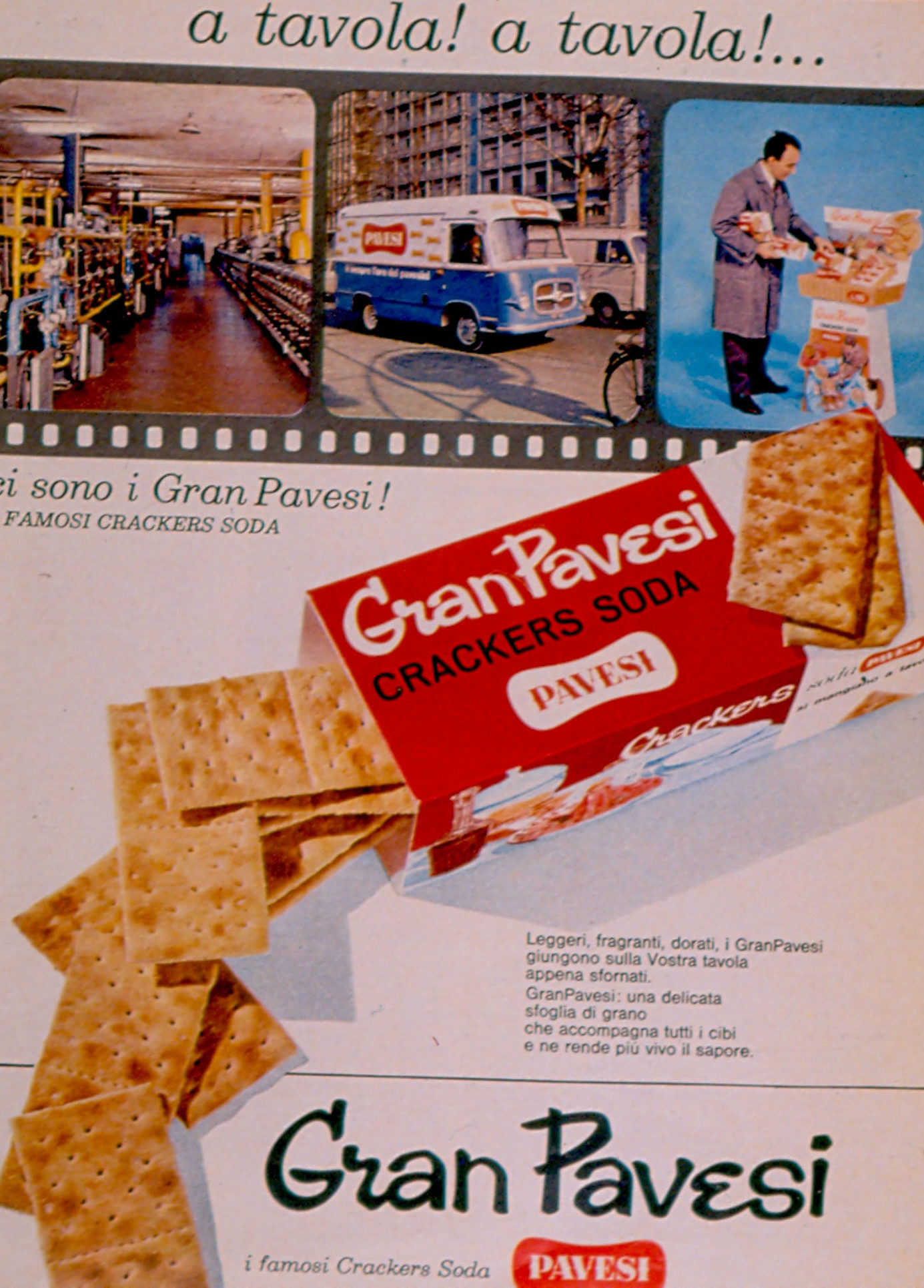 Press advertising Gran Pavesi Crackers, 1964