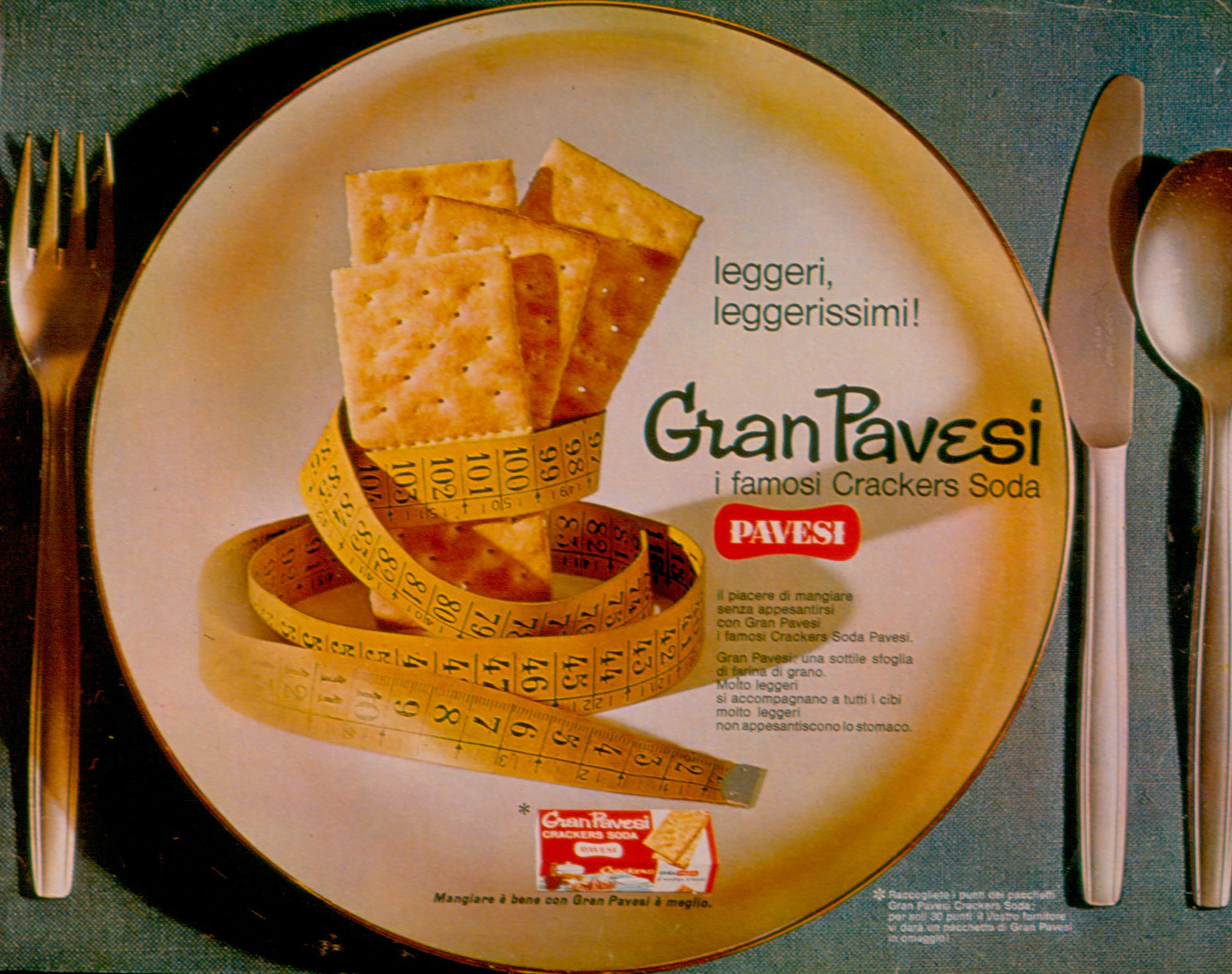 Press advertising Gran Pavesi Crackers, 1965