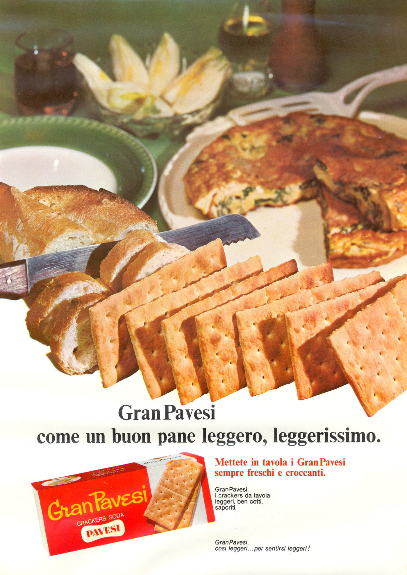 Press advertising Gran Pavesi Crackers, 1967