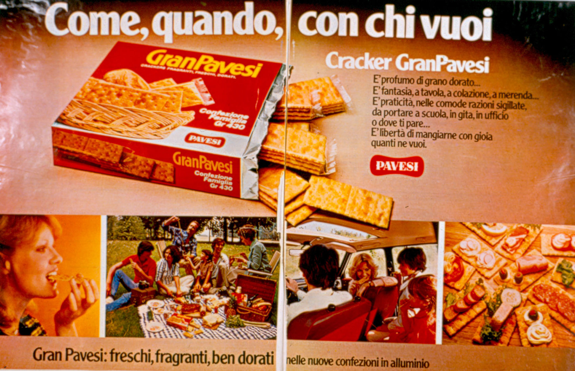 Press advertising Gran Pavesi Crackers, 1978-1979