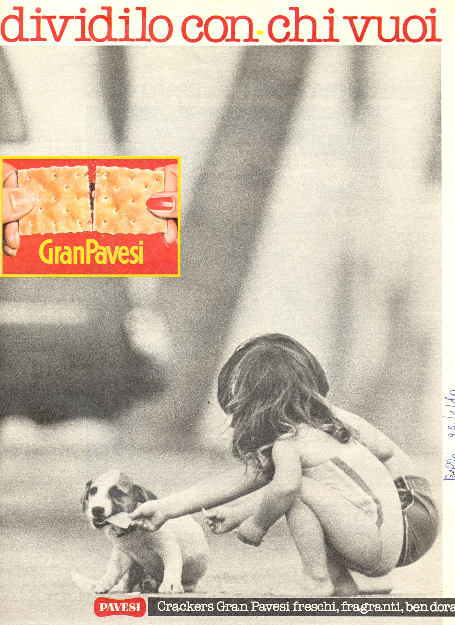 Press advertising Gran Pavesi Crackers, 1980