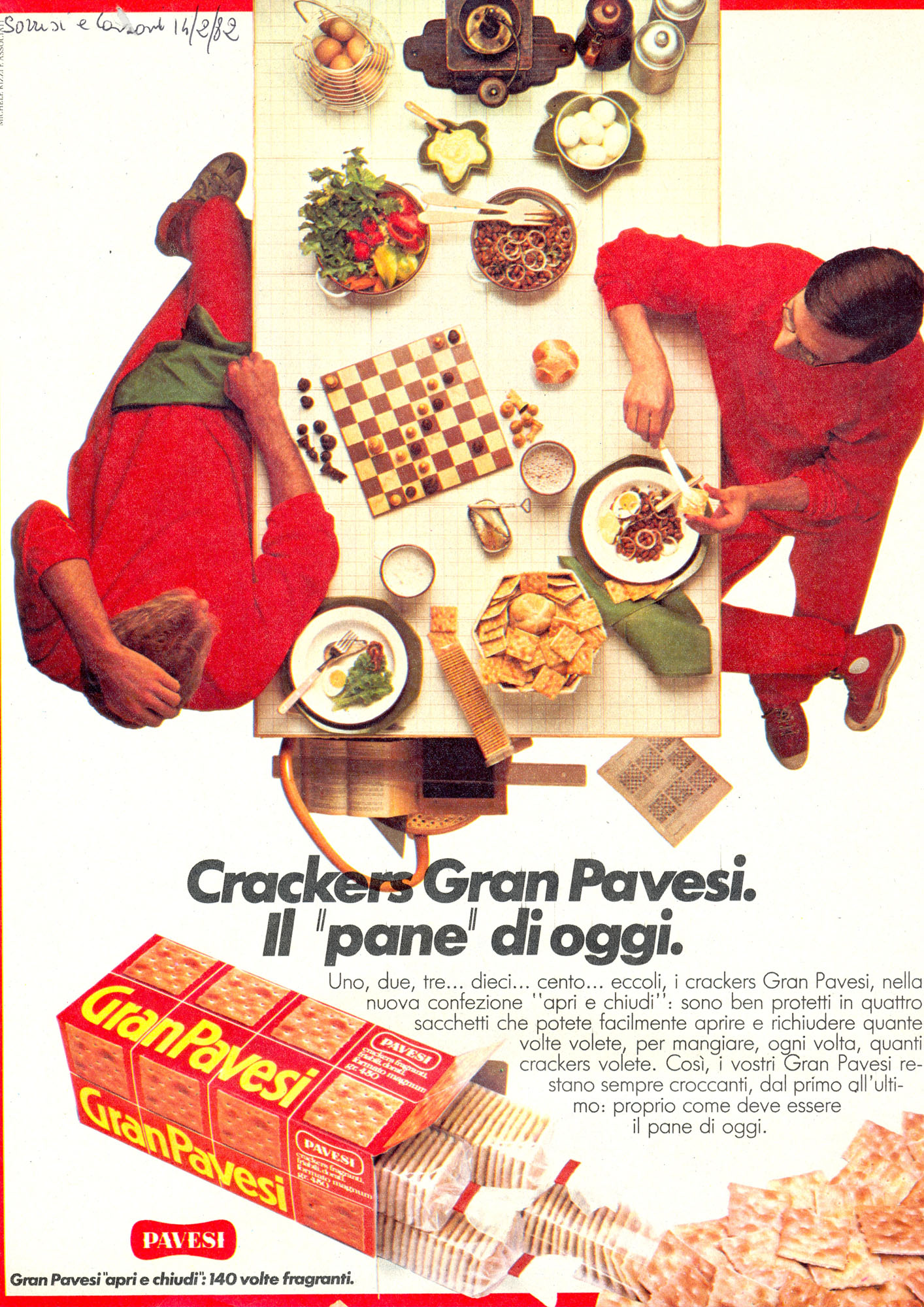 Press advertising Gran Pavesi Crackers, 1982