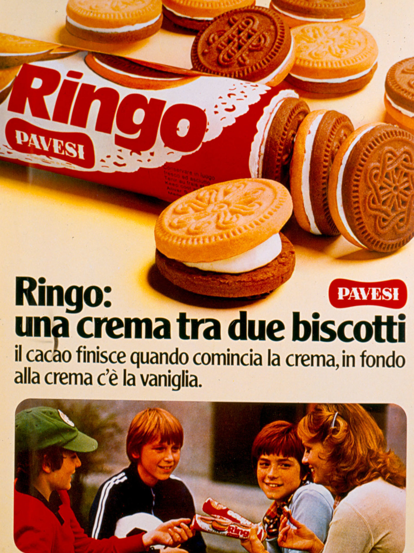 Press advertising - Ringo, una crema tra due biscotti, 1977 [Ringo, cream between two biscuits, 1977]