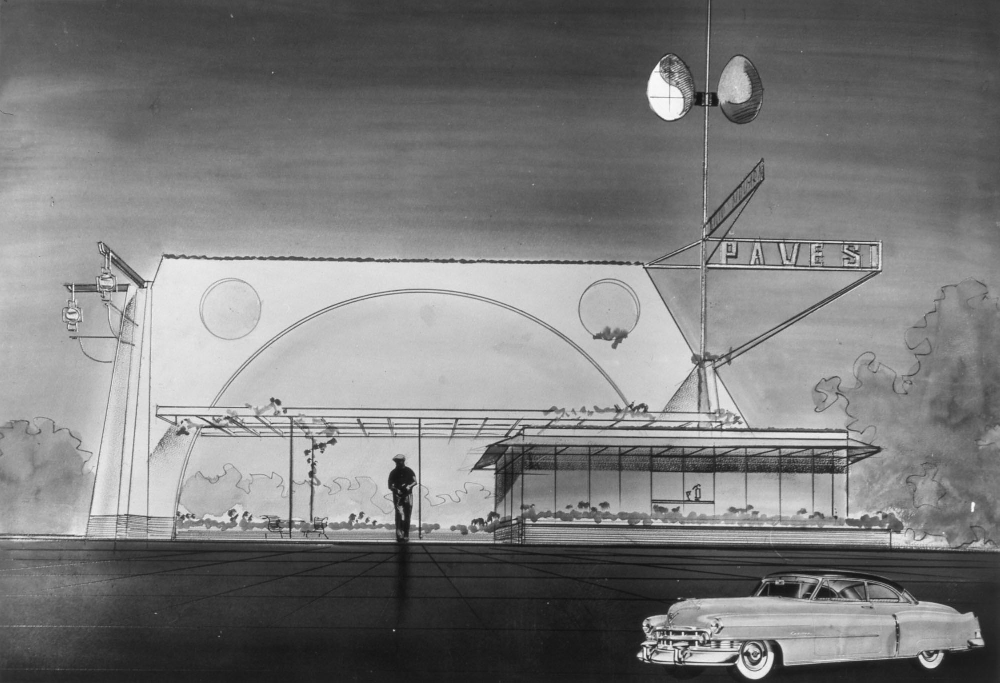 Novara Service Station, perspective drawing