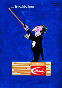 Herbert Leupin, “Fresco, freschissimo”, manifesto per il Grissino Barilla, 1965.